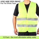 DUSKCOVE 10 Pack Reflective Safety Vests - Neon Yellow