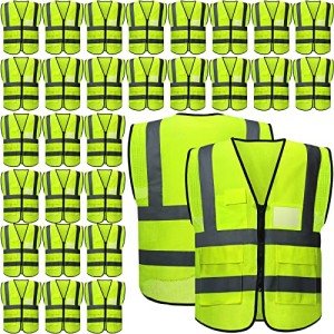 30 Pack Reflective Safety Vests for Men & Women