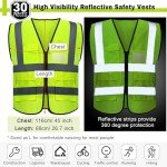 30 Pack Reflective Safety Vests for Men & Women