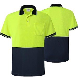 High-Visibility Yellow Navy Safety Polo for Men