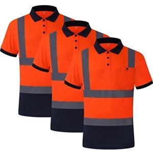 Hi-Vis Safety Polo Shirts for Work - 3 Pack