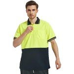 High-Visibility Yellow Navy Safety Polo for Men