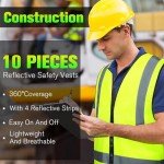 10 Pcs High Visibility Reflective Safety Vests