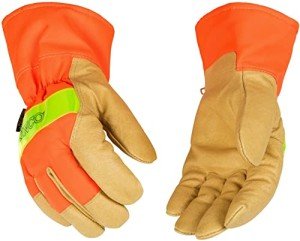 Hi-Vis Orange Pigskin Leather Work Gloves