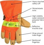 Hi-Vis Orange Pigskin Leather Work Gloves