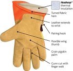 Hi-Vis Orange Pigskin Leather Work Gloves