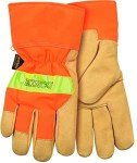 Hi-Vis Orange Pigskin Leather Work Gloves