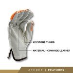 Hi Vis Heavy Duty Cowhide Work Gloves - 12 Pairs