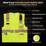 High Visibility Safety Vest with 10 Pockets