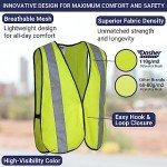 High Visibility Safety Vest - 10 Pack, Neon Yellow
