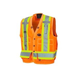 Orange Hi-Vis Multi-Pocket Surveyor Safety Vest