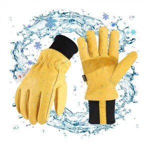 Insulated Waterproof Leather Work Gloves for Cold Weather