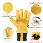 Insulated Waterproof Leather Work Gloves for Cold Weather