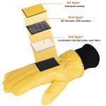 Insulated Waterproof Leather Work Gloves for Cold Weather