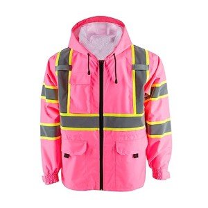 Hi-Viz Pink Windproof Raincoat for Outdoor Safety