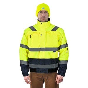 Hi-Vis Reflective Winter Bomber Coat with Detachable Sleeves