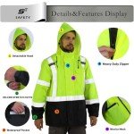 Hi-Vis Waterproof Rain Jacket with Removable Hood