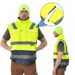Hi-Vis Reflective Winter Bomber Coat with Detachable Sleeves