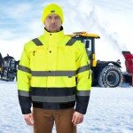 Hi-Vis Reflective Winter Bomber Coat with Detachable Sleeves