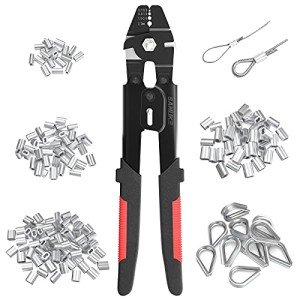 Wire Rope Crimping Tool Kit with Sleeves & Thimbles