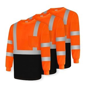 High Visibility Long Sleeve Safety Work Shirts - 3PCS