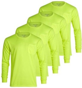 High Visibility Long Sleeve Safety Shirts - 4 Pack