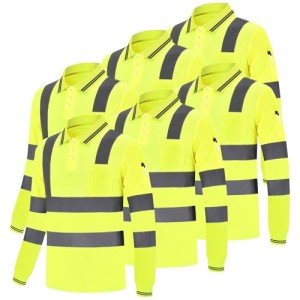 Hi-Vis Reflective Long Sleeve Polo Shirts - 6 Pack