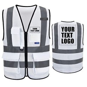 High Visibility Custom White Safety Vest - XXL