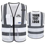 High Visibility Custom White Safety Vest - XXL