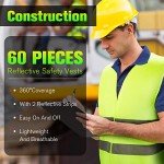 60 Pcs High Visibility Reflective Safety Vests