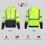 High Visibility Class 3 Safety Hoodie, Green 2XL