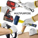 12 Pairs Cotton Polyester Work Gloves - White