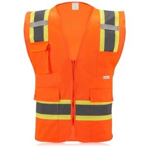 High Visibility Reflective Safety Vest - Orange, XL
