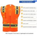 High Visibility Reflective Safety Vest - Orange, XL