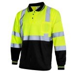 Reflective Safety Polo Shirt, Long Sleeve, Yellow