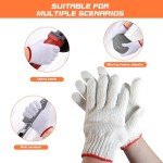 6-Pair Cotton Polyester Safety Work Gloves
