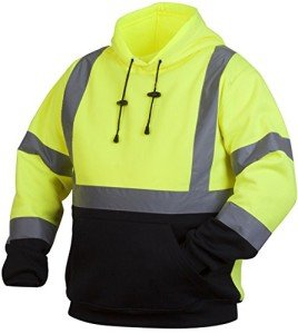 Hi-Vis Lime Safety Pullover Sweatshirt, Large