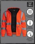Men's Neon Orange Safety Hoodie Jacket - ANSI Class 3
