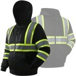 Hi-Vis Zip-Up Safety Hoodie with Reflective Strips