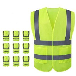 High Visibility Safety Vest 10 Pack - Yellow Reflective