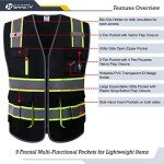 High Visibility Safety Vest with 9 Pockets