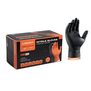 ANBOSON 10 Mil Black Nitrile Safety Gloves