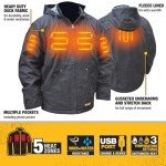 DEWALT Heated Heavy Duty Work Coat with Battery