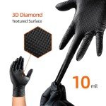 ANBOSON 10 Mil Black Nitrile Safety Gloves