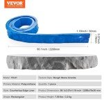 VEVOR Concrete Countertop Edge Form Liner, 3 x 91 inch, Concrete Stamps Chiseled Concrete Stone Molds, Stone Rock Edge Form Liner for Countertop, Steps, Benches, Fireplaces, Blue