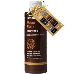 Furniture Clinic Wood Stain | Multiple Finishes | Fast Drying | Indoor and Outdoor Furniture and More | Water Based, Low Odor, Non-Toxic | Polyurethane| Rosewood (8.5oz / 250ml)