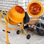 Fujampe 5 Cu Ft Electric Cement Mixer, 2/3 Hp Portable Electric Concrete Mixer Machine 140L Power Wheelbarrow Cement Mixing Tools for Stucco Mortar (Orange, 5 Cu. Ft.)