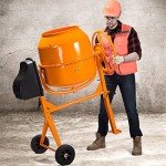 Fujampe 5 Cu Ft Electric Cement Mixer, 2/3 Hp Portable Electric Concrete Mixer Machine 140L Power Wheelbarrow Cement Mixing Tools for Stucco Mortar (Orange, 5 Cu. Ft.)