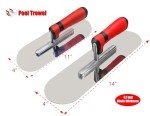 Stainless Steel Pool Trowel 2 PC Set (14" x 4" & 11"x4") Flat Concrete Finishing Trowel Tools Cement Drywall Plastering Masonry Construction Hand Tool
