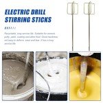 2Pcs Paint and Mixer, Power Drill Mixer Attachment, Metal Paint Mud Mixer Heavy Duty Cement Mixer Concrete Drill Mixing Rods Professional Paint Cement Grout Bucket Mixer
